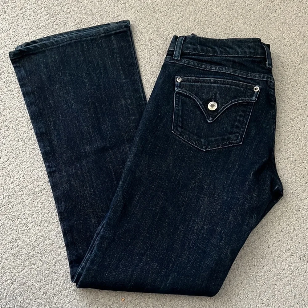 David Khan dark wash flare five pocket jeans Sz 27‎